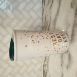 Starbucks BEST DAY EVER confetti print 10oz coffee/tea cup with ceramic lid